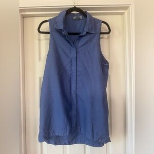 Athleta Sleeveless Collared Button-Front Top in Periwinkle Blue